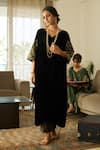 Buy Sarang Kaur Black Velvet, Tissue, Silk Embroidery, Metallic Thread Makhmal Kaftan Set at Aza Fashions Buy_Sarang Kaur_Black Velvet, Tissue, Silk Embroidery, Metallic Thread Makhmal Kaftan Set _at_Aza_Fashions