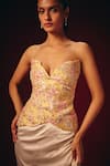Shop_Roze_Yellow Chanderi, Crepe, Satin Embroidery, Amalia Corset And Draped Skirt Set _Online_at_Aza_Fashions