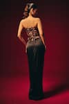 Shop_Roze_Black Tussar, Satin Embroidery, Sequins Tisya Corset And Draped Skirt Set _at_Aza_Fashions
