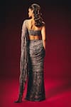 Shop_Roze_Gray Chiffon Sequins, Tassels, Embroidery Elara Pre-draped Saree With Blouse _at_Aza_Fashions