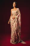 Buy_Roze_White Organza, Chanderi, Crepe Embroidery, Anaya Pre-draped Saree And Blouse Set _at_Aza_Fashions