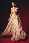 Roze Off White Organza, Chanderi, Net Embroidery, Verona Hand Floral Lehenga Set Online at Aza Fashions Roze_Off White Organza, Chanderi, Net Embroidery, Verona Hand Floral Lehenga Set _Online_at_Aza_Fashions