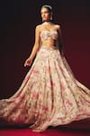 Roze Off White Organza, Chanderi, Net Embroidery, Verona Hand Floral Lehenga Set at Aza Fashions Roze_Off White Organza, Chanderi, Net Embroidery, Verona Hand Floral Lehenga Set _at_Aza_Fashions