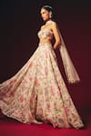 Buy Roze Off White Organza, Chanderi, Net Embroidery, Verona Hand Floral Lehenga Set Buy_Roze_Off White Organza, Chanderi, Net Embroidery, Verona Hand Floral Lehenga Set