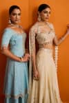 Buy_Bhawna Sethi_Blue Silk, Organza Mirrors, Embroidery, Tassels Naira Flared Kurta Sharara Set  _Online_at_Aza_Fashions