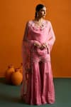 Buy_Bhawna Sethi_Pink Silk, Tissue, Organza Mirrors, Cut Work, Embroidery Nistya Kurta Set _Online_at_Aza_Fashions