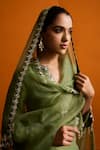 Shop_Bhawna Sethi_Green Silk, Tissue, Organza Mirrors, Tassels, Ditya Kurta With Farshi Salwar _Online_at_Aza_Fashions