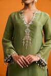 Bhawna Sethi_Green Silk, Tissue, Organza Mirrors, Tassels, Ditya Kurta With Farshi Salwar _at_Aza_Fashions