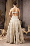Rocky Star_Ivory Net, Silk Sequins, Beads, Ruffles Embellished Blouse And Tiered Lehenga Set _Online_at_Aza_Fashions