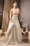 Buy_Rocky Star_Ivory Net, Silk Sequins, Beads, Ruffles Embellished Blouse And Tiered Lehenga Set _Online_at_Aza_Fashions
