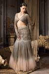 Rocky Star_Gray Net Beads, Sequins, Embroidery, Tassels Hand Ombre Tulle Lehenga Set _Online_at_Aza_Fashions