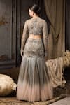 Shop_Rocky Star_Gray Net Beads, Sequins, Embroidery, Tassels Hand Ombre Tulle Lehenga Set _at_Aza_Fashions
