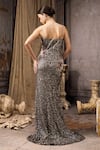 Shop_Rocky Star_Gray Net Sequins, Applique Square Neck Floral Gown _at_Aza_Fashions