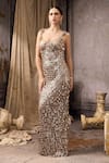 Buy Rocky Star Beige Net Tassels Sweetheart Neck Hand Embroidered Gown at Aza Fashions Buy_Rocky Star_Beige Net Tassels Sweetheart Neck Hand Embroidered Gown _at_Aza_Fashions