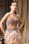 Buy_Rocky Star_Beige Net Sequins, Beads, Feathers Sweetheart Beadwork Corset With Work Lehenga _Online_at_Aza_Fashions