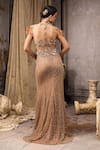 Shop_Rocky Star_Gold Net Beads, Sequins, Feathers High Neck Embellished Sheer Gown  _at_Aza_Fashions