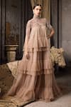 Buy_Rocky Star_Pink Net Beads, Fringe, Embroidery High Neck Hand Gown _Online_at_Aza_Fashions