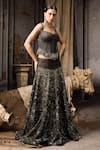 Shop_Rocky Star_Black Polyester, Lurex Sequins, Embroidery Sweetheart Neck Corset With Lehenga _Online_at_Aza_Fashions