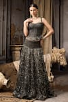 Buy_Rocky Star_Black Polyester, Lurex Sequins, Embroidery Sweetheart Neck Corset With Lehenga _at_Aza_Fashions