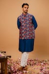 Buy_Ria Shah Label_Multi Color Dupion, Silk Patola Pattern Bundi Kurta Set _at_Aza_Fashions