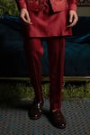Runit Gupta_Red Chanderi , Vegan Embroidery, Zari Deep Blood Bundi And Kurta Set _Online_at_Aza_Fashions