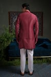 Shop_Runit Gupta_Maroon Chanderi Silk Embroidery, Beads Panelled Nehru Jacket _at_Aza_Fashions