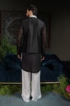 Shop_Runit Gupta_Black Chanderi Silk Embroidery Regal Retro Nehru Jacket _at_Aza_Fashions