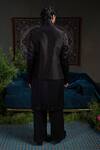 Shop_Runit Gupta_Black Chanderi , , Vegan Embroidery Thunder Bundi And Kurta Set _at_Aza_Fashions