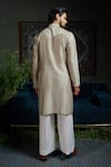 Shop_Runit Gupta_Gray Chanderi , Vegan Beads, Embroidery Paisley Pour Kurta Set _at_Aza_Fashions