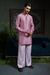 Buy_Runit Gupta_Purple Chanderi , Vegan Embroidery Petal Kurta Set _at_Aza_Fashions