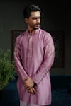 Shop_Runit Gupta_Purple Chanderi , Vegan Embroidery Petal Kurta Set _Online_at_Aza_Fashions