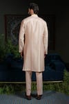 Shop_Runit Gupta_Peach Chanderi , Vegan Embroidery Dusty Geometry Kurta Set _at_Aza_Fashions