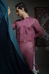 Runit Gupta_Purple , Georgette, Vegan Applique Panel Embroidered Kurta Set _at_Aza_Fashions