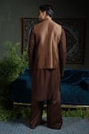 Shop_Runit Gupta_Brown Chanderi Silk Nehru Jacket _at_Aza_Fashions