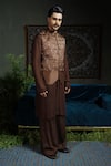 Runit Gupta_Brown Chanderi Silk Nehru Jacket _Online_at_Aza_Fashions