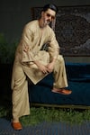 Buy_Runit Gupta_Beige Chanderi , Vegan Cut Work, Lotus Cutwork Modern Kurta Set _Online_at_Aza_Fashions