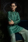 Buy_Runit Gupta_Green Chanderi , Vegan Flame In Forest Embellished Kurta Set _Online_at_Aza_Fashions