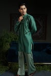 Buy_Runit Gupta_Green Chanderi , Vegan Flame In Forest Embellished Kurta Set 