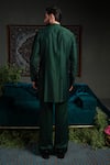 Shop_Runit Gupta_Green Chanderi , Vegan Embroidery Deep Emerald Amoeba Kurta Set _at_Aza_Fashions