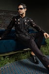 Shop_Runit Gupta_Black Chanderi , Vegan Cut Work, Beads Bold Kurta Set _Online_at_Aza_Fashions
