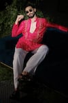 Buy_Runit Gupta_Pink Chanderi , Vegan Embroidery, Beads, Sequins Hand Kurta Set 