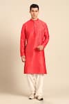 Buy_Mayank Modi - Men_Orange Chanderi Embroidery, Beads Kurta And Pant Set _at_Aza_Fashions