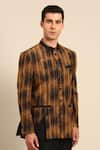 Buy_Mayank Modi - Men_Brown Muslin Abstract Pattern Bandhgala 