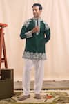 Buy_Arihant Rai Sinha_Teal Silk Embroidery, Metallic Thread Blend Short Kurta _at_Aza_Fashions