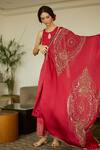 Sarang Kaur Red Satin, Georgette Sequins, Beads Hand Embroidered Dupatta Online at Aza Fashions Sarang Kaur_Red Satin, Georgette Sequins, Beads Hand Embroidered Dupatta _Online_at_Aza_Fashions