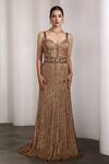 Buy Rocky Star Beige Net Sequins, Embroidery Sweetheart Neck Embellished Gown at Aza Fashions Buy_Rocky Star_Beige Net Sequins, Embroidery Sweetheart Neck Embellished Gown _at_Aza_Fashions