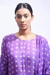 JAYATI GOENKA_Purple Chanderi Silk Smocking, Foil Printing, Violet Smocked Kurta Set _Online_at_Aza_Fashions