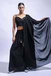JAYATI GOENKA_Black Chanderi Silk Tassels, Embroidery, Zari Sweetheart Noir Rhythm Skirt Set _at_Aza_Fashions