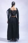 Shop_JAYATI GOENKA_Black Chanderi Silk Zari, Tassels V-neck Diy Night Skirt Set _at_Aza_Fashions