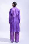 Shop_JAYATI GOENKA_Purple Chanderi Silk Zari Collared, Violet Geometry Kurta And Pant Set _at_Aza_Fashions